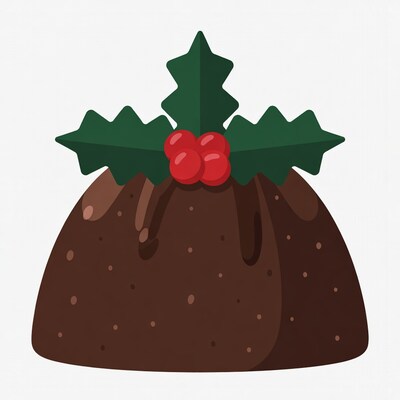 Christmas Pudding with Holly