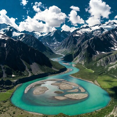 Turquoise River Loop in Snowy Mountains