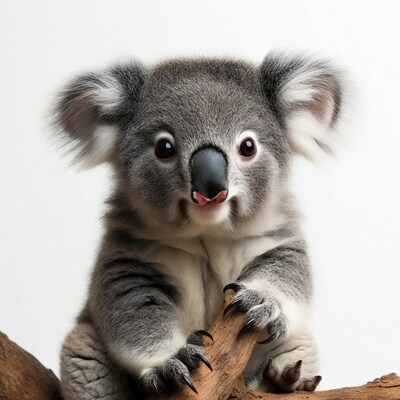 Cute baby koala on branch