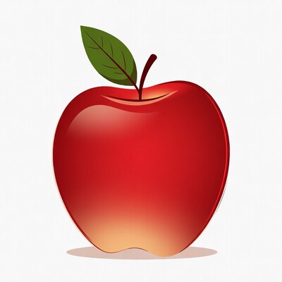 Red apple with green leaf
