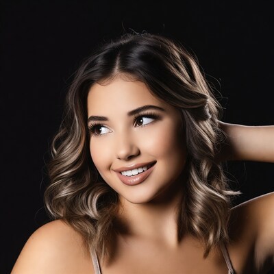 Smiling woman with balayage hair