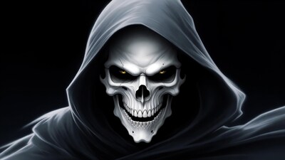 Hooded Skull with Glowing Yellow Eyes