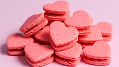 Pink Heart Macarons Stack