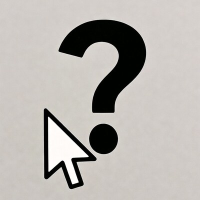 Mouse cursor pointing at question mark