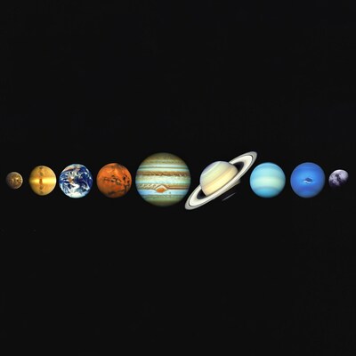 Solar System Planets on Black Background