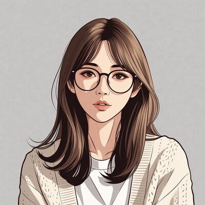 Asian woman with glasses illustration