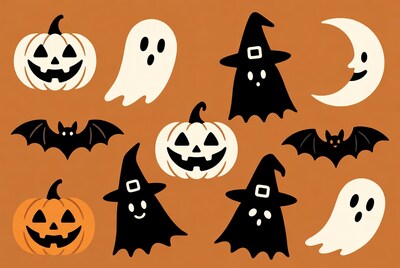 Halloween clipart pumpkins ghosts bats witches