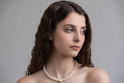 Woman with pearl necklace profile