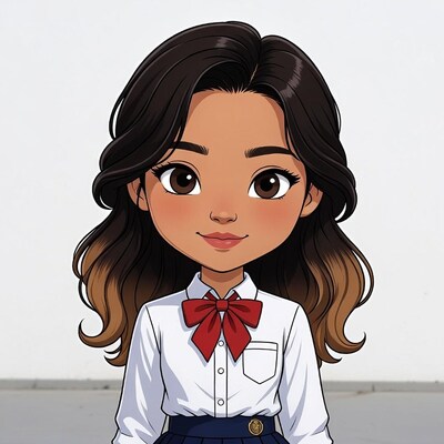 Asian girl in school uniform illustration