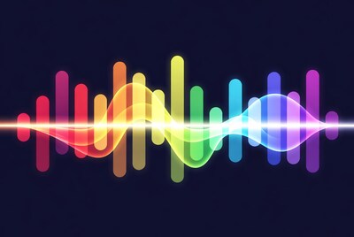 Rainbow Sound Waves on Dark Background
