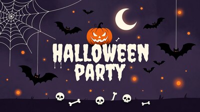 Halloween Party Illustration with Pumpkin Bats