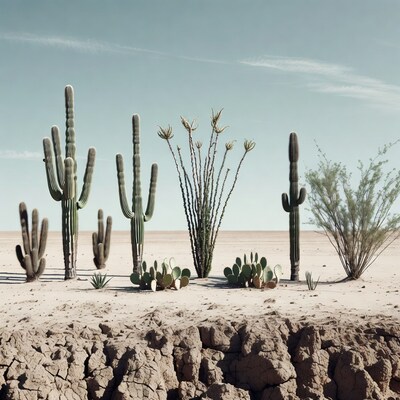 Cacti in Desert Landscape