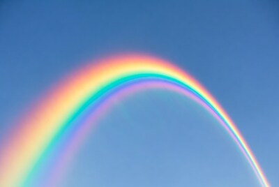 Vibrant Rainbow in Blue Sky