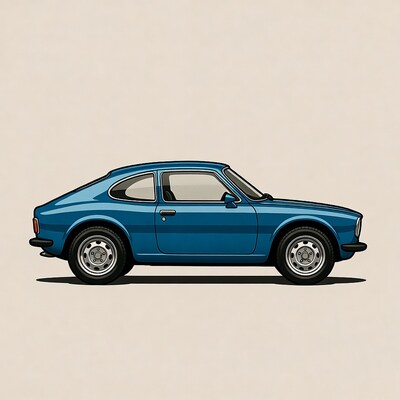 Blue Volkswagen Scirocco side view illustration
