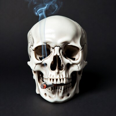 Skull smoking cigarette