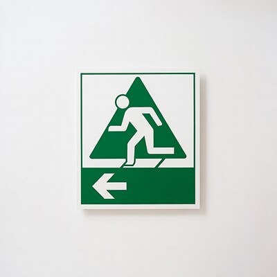 Green Emergency Exit Sign Left Arrow