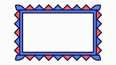 Blue Red Zigzag Border Frame