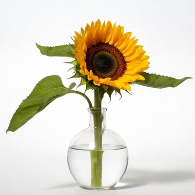 Sunflower in glass vase
