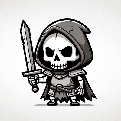 Chibi skeleton knight with sword