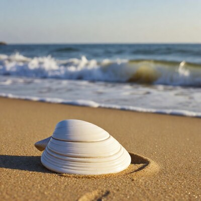 White Seashell on Beach Sand