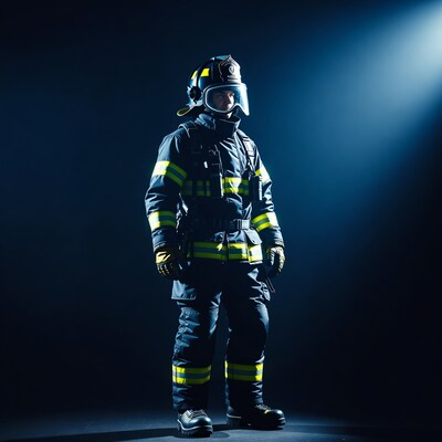Firefighter in full gear standing