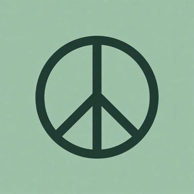 Black Peace Symbol on Green Background