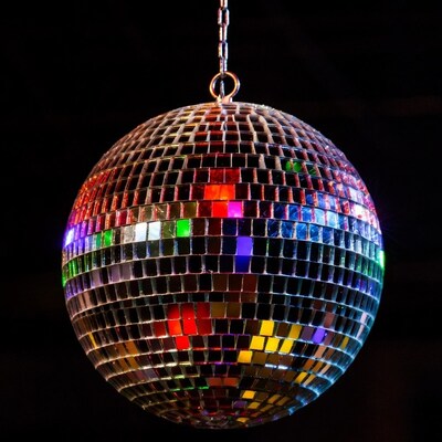 Hanging Disco Ball with Colored Lights