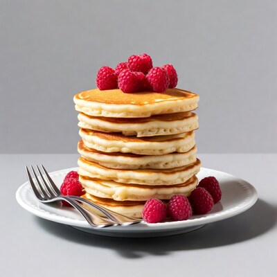 Stack of Pancakes with Raspberries