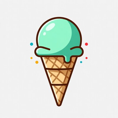 Mint Ice Cream Cone Illustration