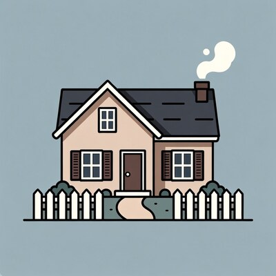 Cartoon house with chimney smoke