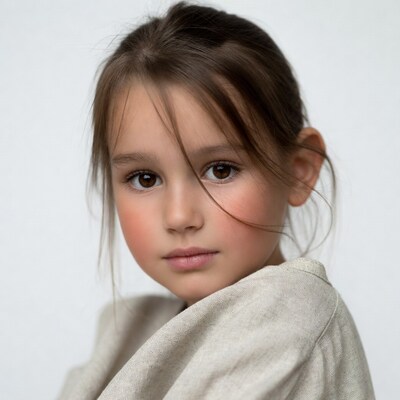 Young girl with brown hair close-up