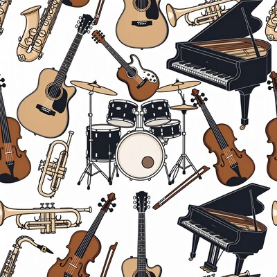 Musical Instruments Seamless Pattern