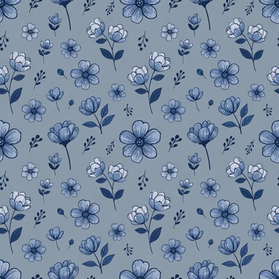 Blue Flower Seamless Pattern