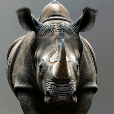 Close-up of white rhinoceros face