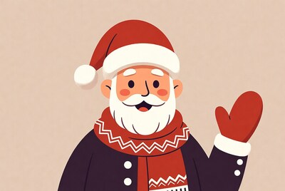Cartoon Santa Claus waving hello