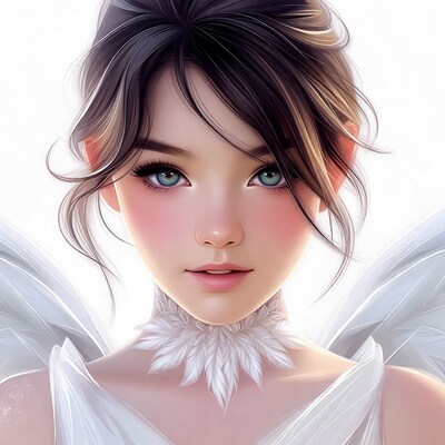 Anime girl with wings portrait