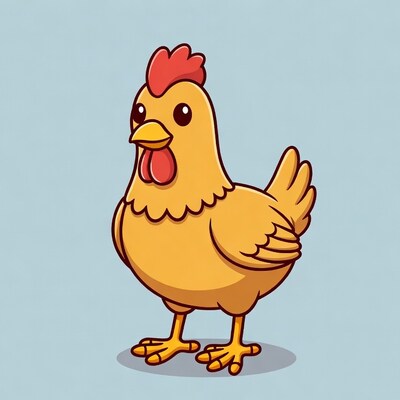 Cute cartoon yellow hen