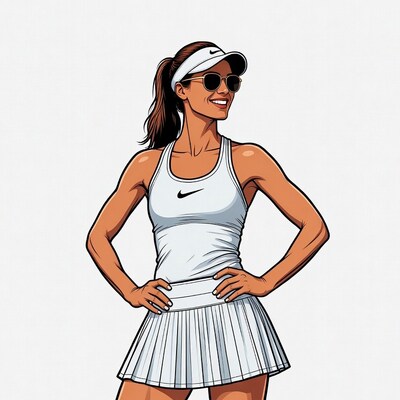 Woman in Nike tennis outfit