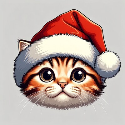Kitten Wearing Santa Hat