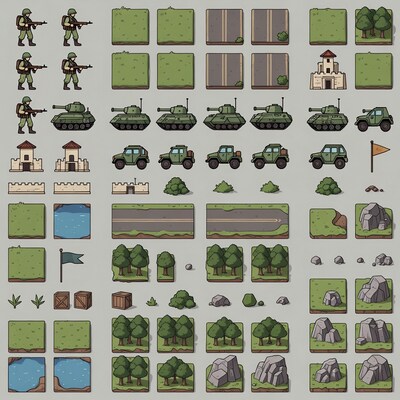 Military Pixel Art Game Assets