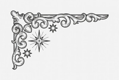 Ornate corner border with stars
