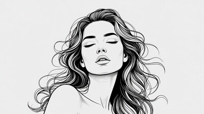 Woman with flowing hair illustration