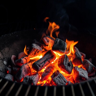 Burning Charcoal in Grill