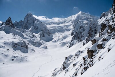 Snowy Alpine Mountains with Glacier