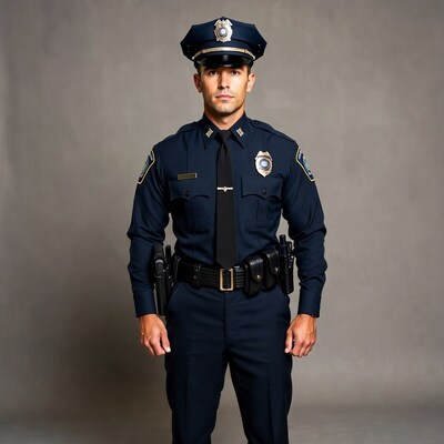 Latino police officer in uniform