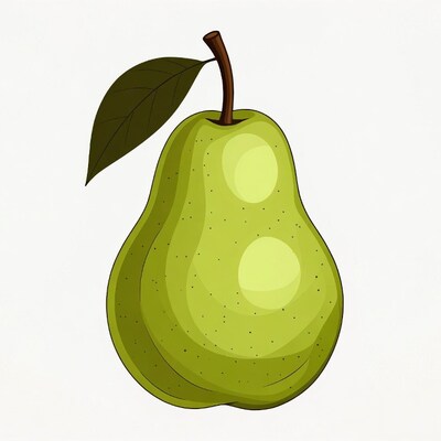 Green pear with leaf