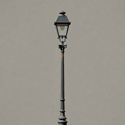 Vintage street lamp on gray background