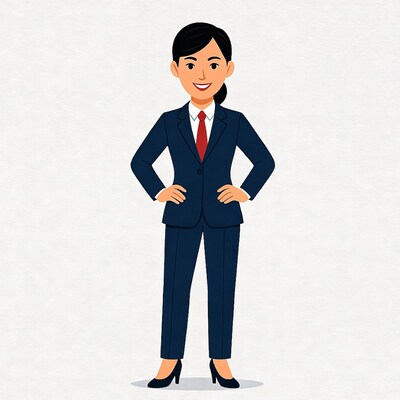 Asian woman in business suit illustration