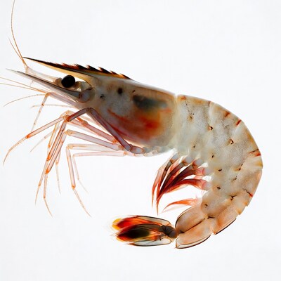 Fresh tiger prawn on white background