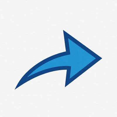Blue Curved Arrow Icon